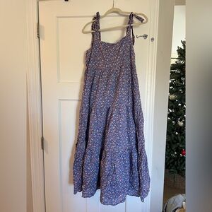 Madewell Tiered Blue Floral Midi Dress